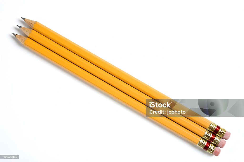 Three Pencils On White Stock Photo - Download Image Now - Pencil, Three  Objects, Three People - iStock