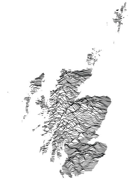Relief Map of Scotland Gray 3D Topography Map of European Country of Scotland midlothian scotland stock illustrations