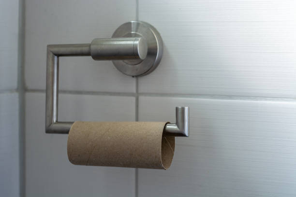 istock Toilet paper roll without any paper left as close up 1216755287