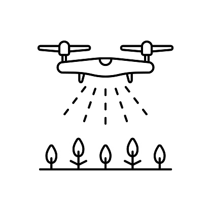 Ilustración de Agente De Pulverización De Drones En Cultivos Icono Lineal y  más Vectores Libres de Derechos de Dron - iStock