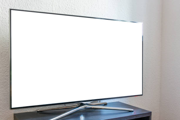 istock Blank white ad space on a TV in living room 1216755653