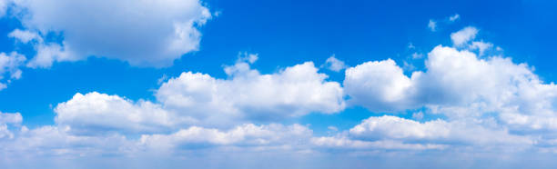 istock Panorama Blue sky and white clouds. Bfluffy cloud in the blue sky background 1216758223