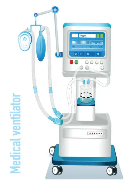 Vector illustration of Medical Ventilator and Coronavirus