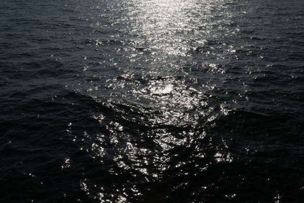 istock Moonlight reflection on dark sea waters, ocean background 1216759602