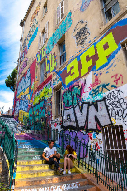 Graffiti at Cours Julien in Marseille stock photo
