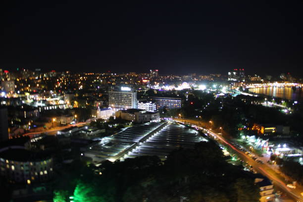 istock The city lights are burning on a dark night 1216764935