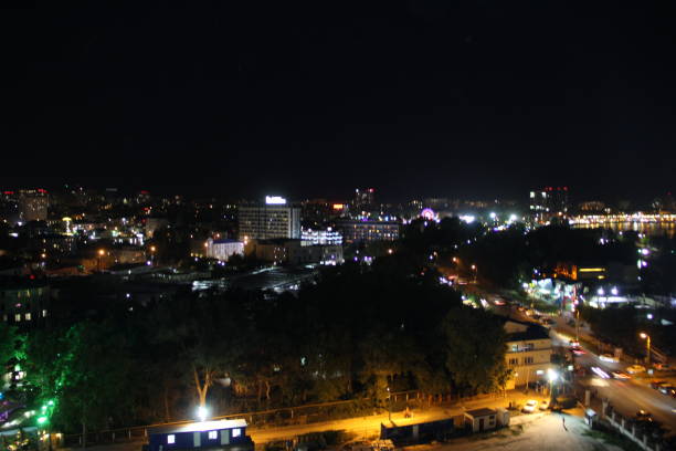 istock The city lights are burning on a dark night 1216764953