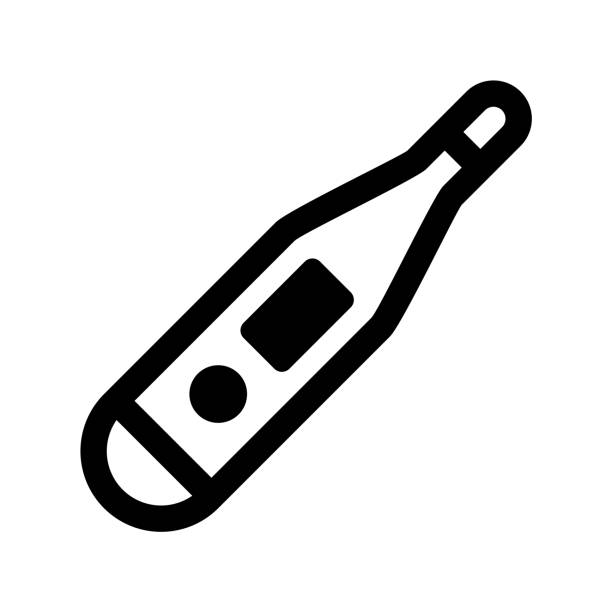 ilustrações de stock, clip art, desenhos animados e ícones de medical thermometer icon - termómetro digital