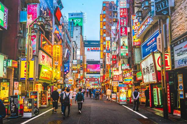 Kabukicho in Shinjuku district, Tokyo, Japan Kabukicho pass illuminated at night in Shinjuku district, Tokyo. The area is a commercial an entertainment zone tokyo prefecture stock pictures, royalty-free photos & images