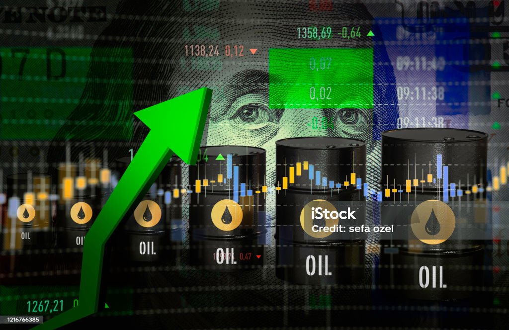 Oil Prices Moving Up Crude Oil, Fossil Fuel, Price, Growth, Graph Crude Oil Stock Photo