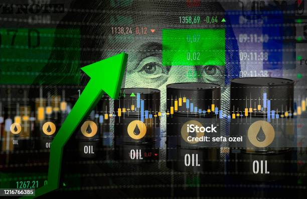 Oil Prices Moving Up Stock Photo - Download Image Now - Crude Oil, Motor Oil, Price