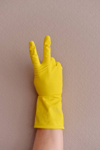 istock Virus protection. Protective gloves. Stay at home. 1216771341