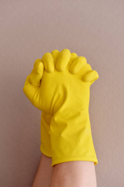 istock Virus protection. Protective gloves. Stay at home. 1216771380