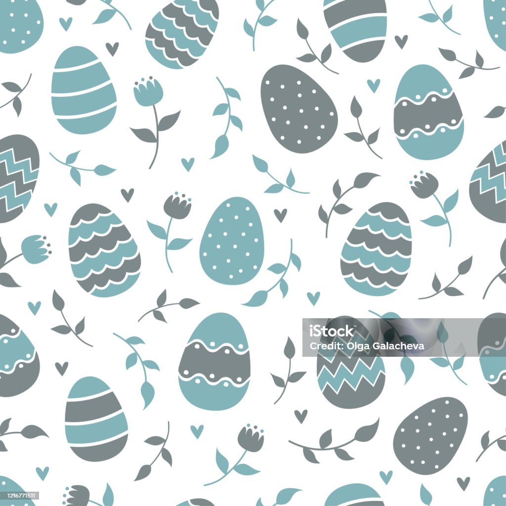 Spring Easter Pattern Easter Eggs And Flowers Stock Illustration ...