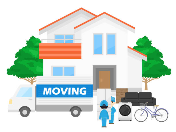 in bewegung - truck moving van moving house box stock-grafiken, -clipart, -cartoons und -symbole