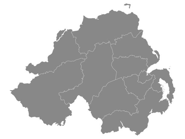 Map of Northern Ireland Districts Gray Map of Districts of Northern Ireland, United Kingdom north downs stock illustrations