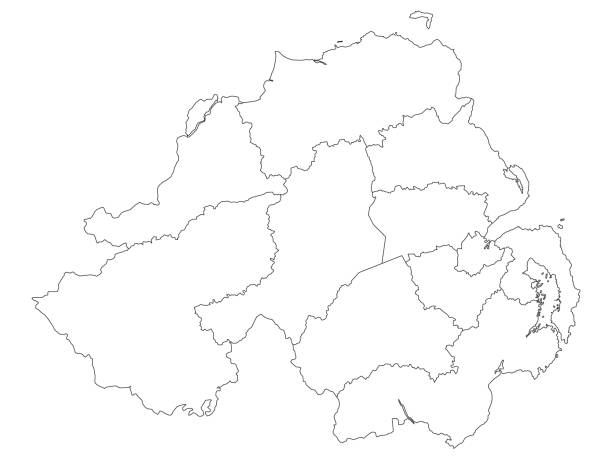 Map of Northern Ireland Districts White Map of Districts of Northern Ireland, United Kingdom north downs stock illustrations
