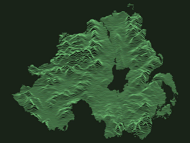 Relief Map of of Northern Ireland Tactical Military Emerald 3D Topography Map of European Country of Northern Ireland, United Kingdom north downs stock illustrations