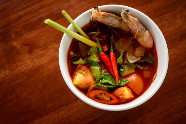istock Traditional Thai Tomyum soup with prawn 1216780908