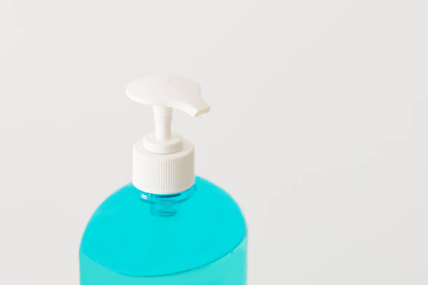 Antibacterial hand sanitizer on white background