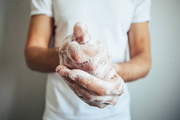 istock Washing hands with soap.Hygiene concept hand detail 1216782661
