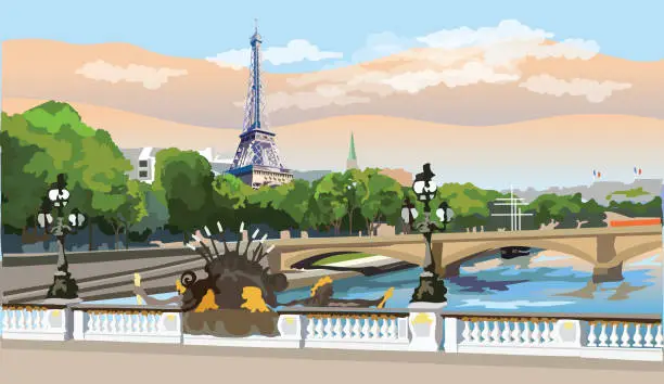 Vector illustration of Colorful vector Paris 8