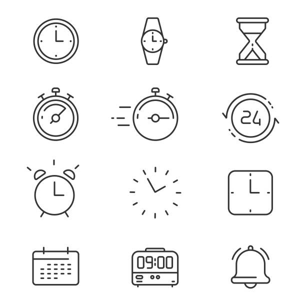 Time Icon Set Line Vector Design. Scalable to any size. Vector Illustration EPS 10 File. clock icons stock illustrations