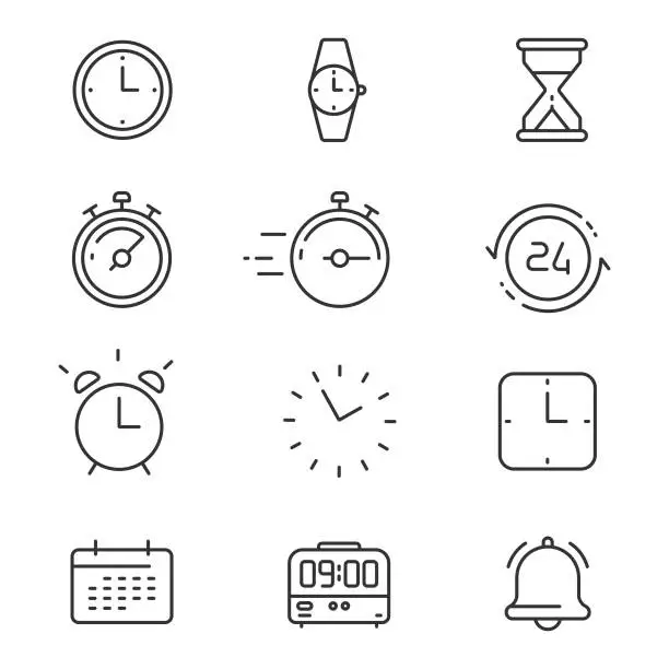 Vector illustration of Time Icon Set Line Vector Design.