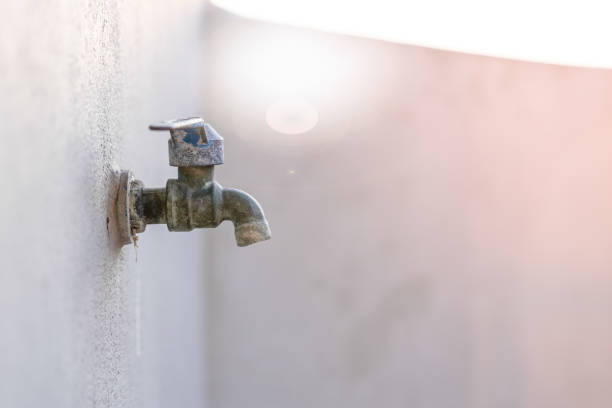 istock Old tap that is opening and running water , Water saving concepts 1216786776