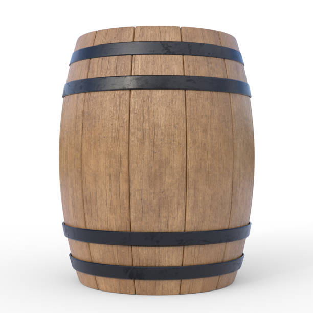 istock Wooden barrel isolated on white background 1216786922