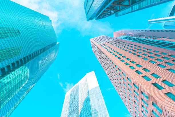 istock Office building. steel frame and glass windows architecture 1216787130