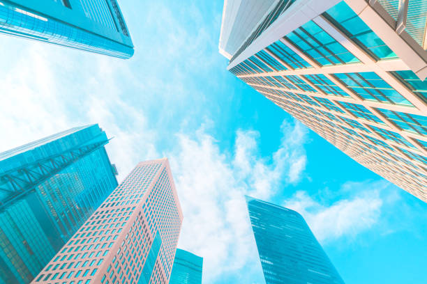 istock Office building. steel frame and glass windows architecture 1216787145