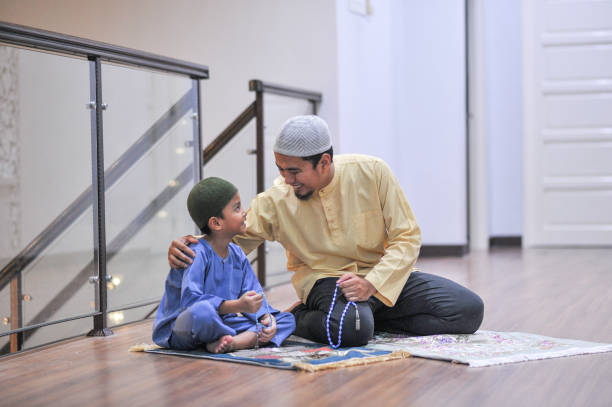 Muslim family worship during ramadhan