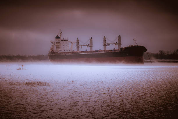 Ghost Ship Cargo ship sails into ghastly territory. ghost ship stock pictures, royalty-free photos & images