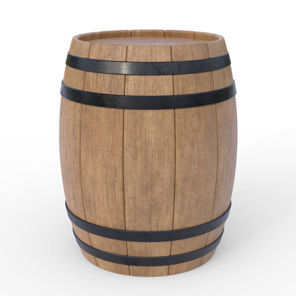 istock Wooden barrel isolated on white background 1216788000