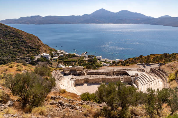 istock Ancient greek theather with Klima beach in background 1216793833