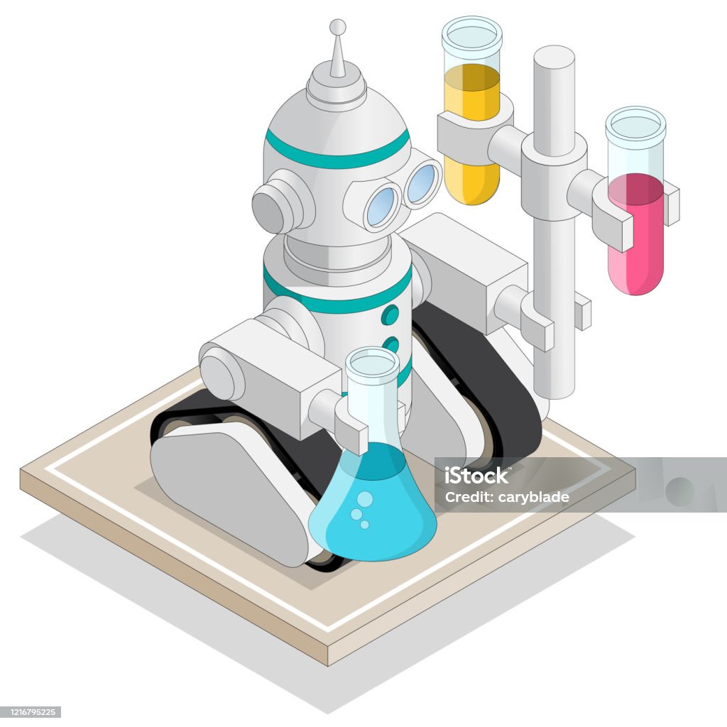 Robot Laboratory Assistant Stock Illustration - Download Image Now ...