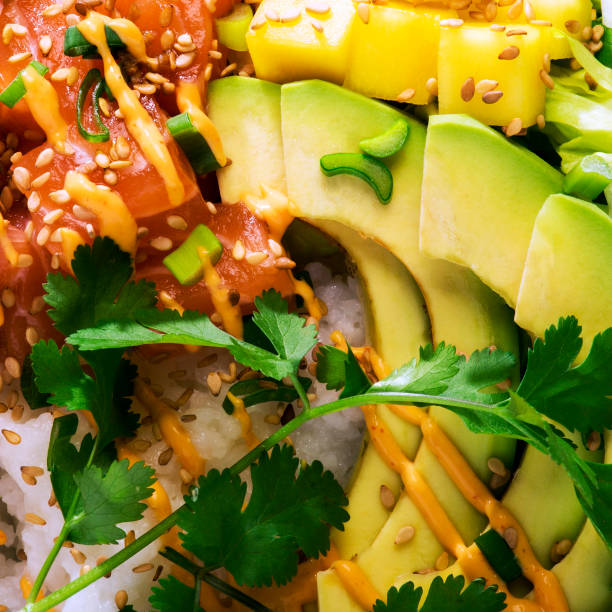 Ready-to-eat salmon, vegetables and fruit mixed salad