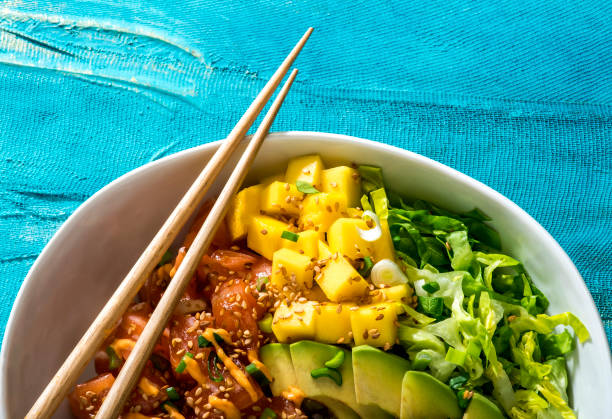 istock Ready-to-eat salmon, vegetables and fruit mixed salad 1216795616