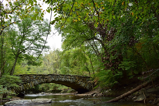 Boulder Bridge landmark found in Rock Creek Park in Washington DC.