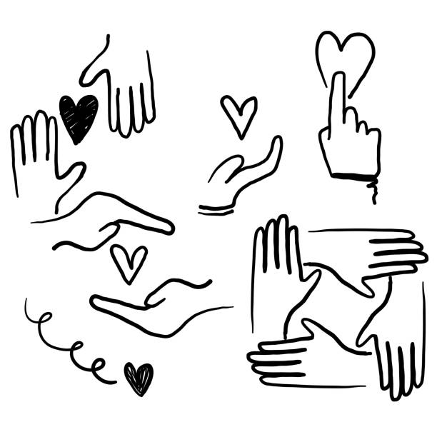 hand drawn doodle illustration icon symbol for Care, generous and sympathize icon set in thin line style vector hand drawn doodle illustration icon symbol for Care, generous and sympathize icon set in thin line style vector emotional series stock illustrations