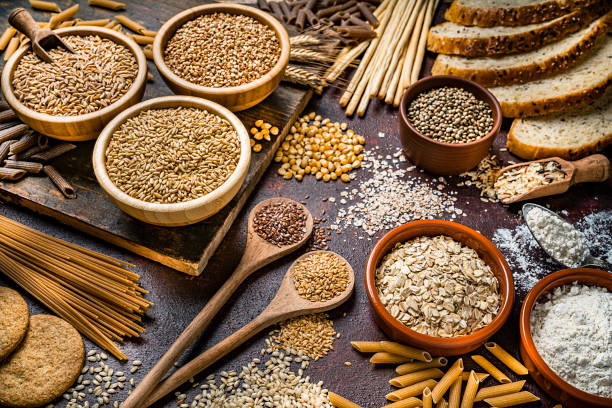 istock Healthy eating: wholegrain food still life shot on rustic wooden table 1216800507