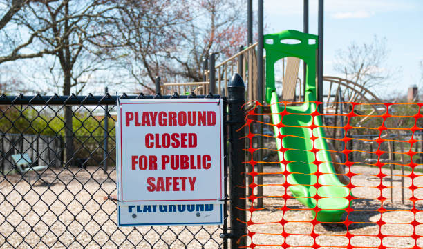 istock Playground closed due to cornavirus COVID-19 1216805433