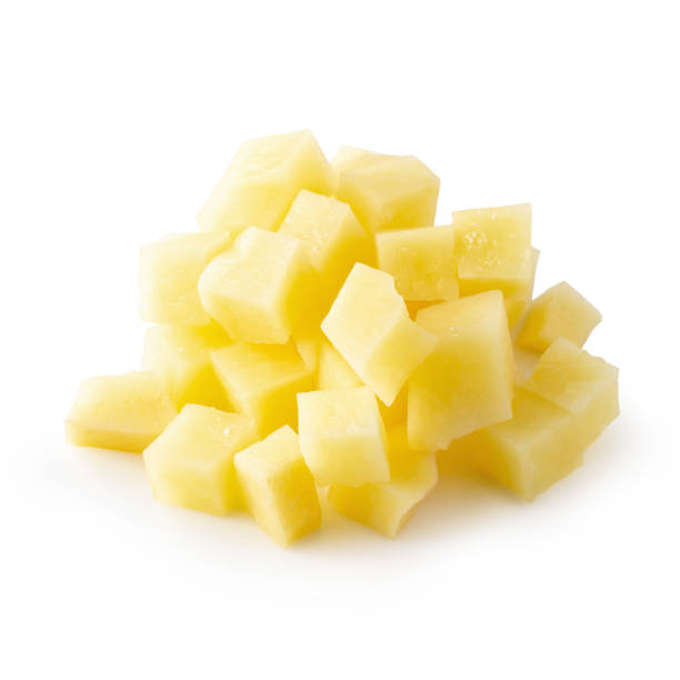 istock Chopped potato isolated over a white background 1216806671