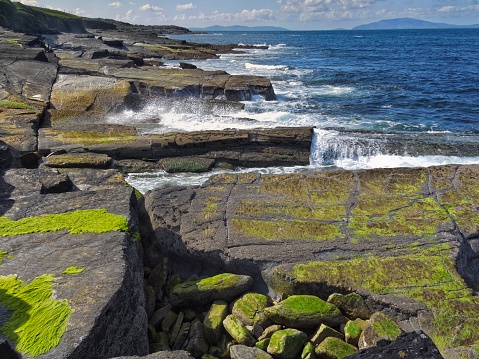 A view of the dramatic coastline of Valentia Island in Ireland.