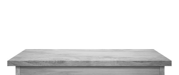 istock Gray wooden table isolated on white background with clipping path 1216809328
