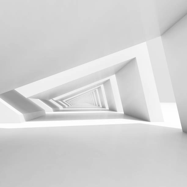 istock Abstract white tunnel perspective, 3d digital background 1216810668