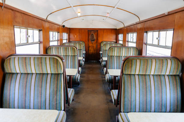 istock Inside a carriage of an old fashioned train. 1216810883