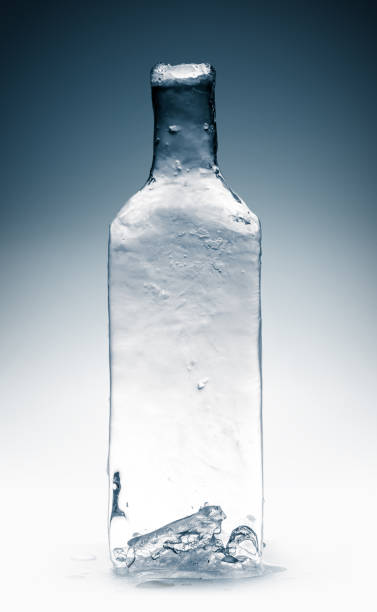 istock Bottle form, made from clean transparent ice. Purity concept. 1216814190