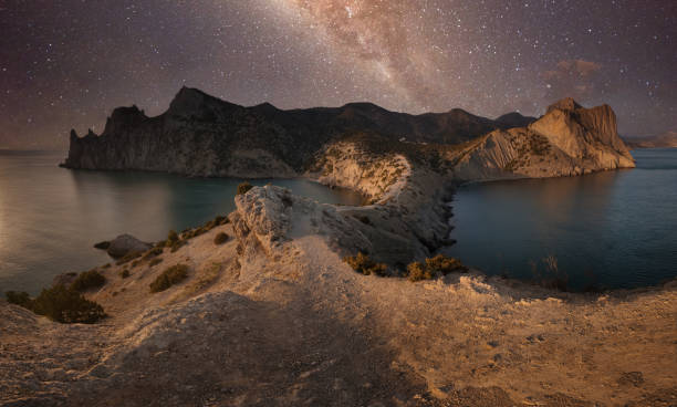 istock Beautiful a lake or in a large river with mount background 1216817912